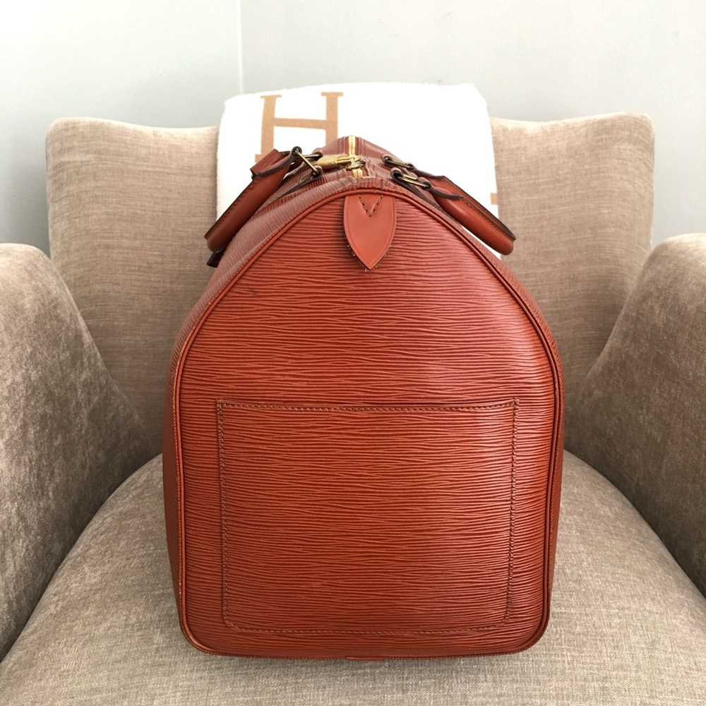 Authentic Louis Vuitton unisex Keepall 50 travel bag brown leather - Picture 4 of 16